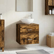 Mobiletto con Lavabo a Parete Rovere Fumo 49,5 x 35 x 63 cm 890258