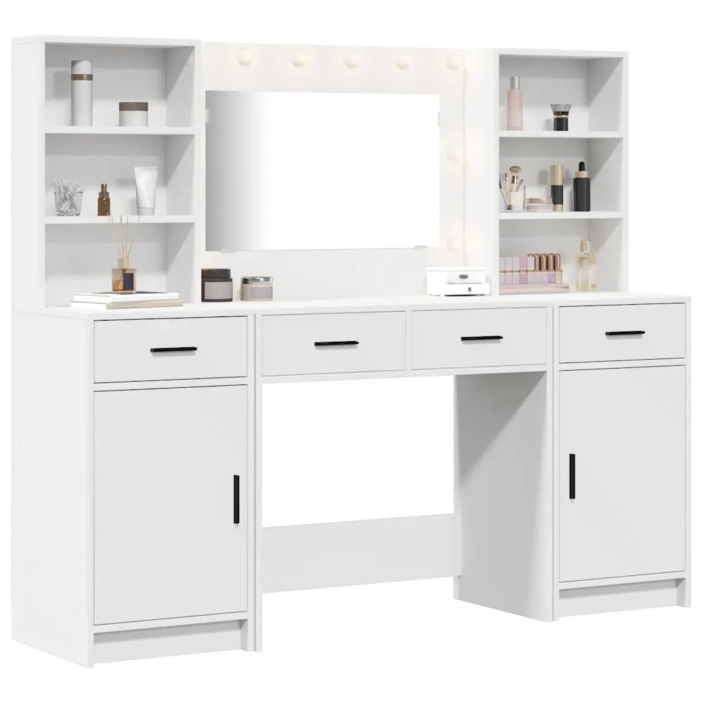 Set da tavolo da trucco con LED 3 pcs Bianco Legno multistrato 3334281