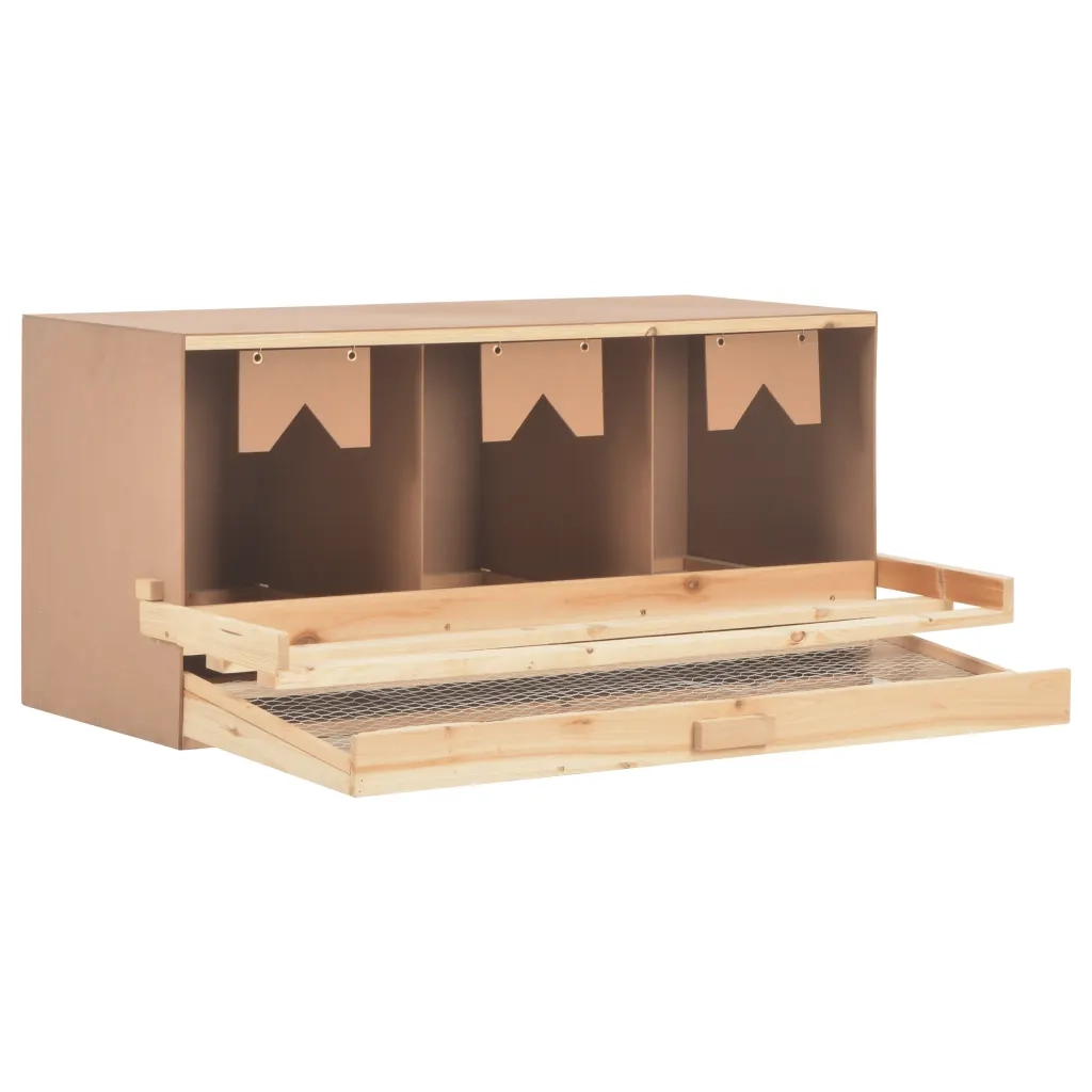 Casetta Cova per Galline 3 Scomparti 96x40x45 cm Legno di Pino 170656