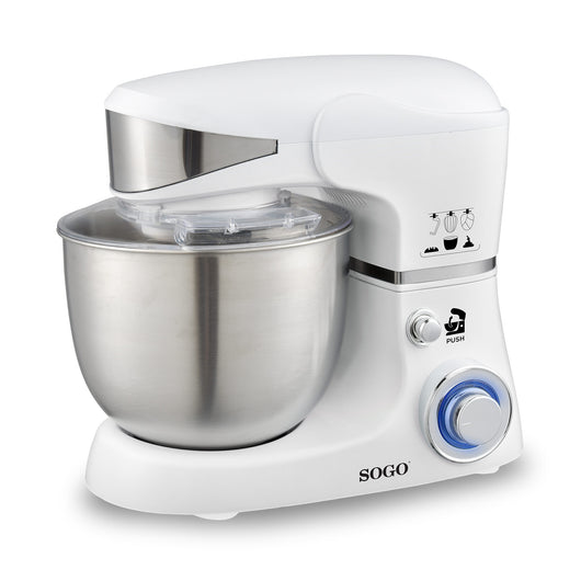 SOGO Food Processor 5L 1000W 6 Velocità con Ciotola in Acciaio Inossidabile, Coperchio Antispruzzo, Accessori e Testa Inclinabile