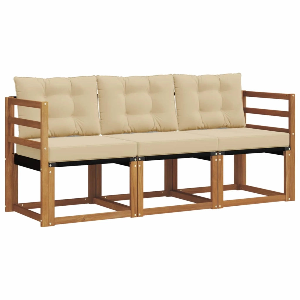 Set di divani da esterno con cuscino 3 pcs Naturale e Beige 3368344