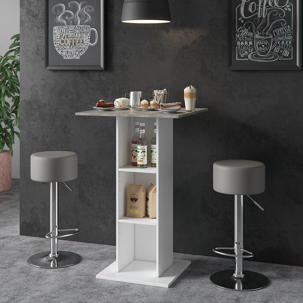 Vicco Tavolo bar con sgabelli Calcestruzzo 70 x 70 cm con 2 sgabelli da bar