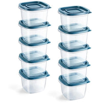 10 contenitori rettangolari in plastica con coperchi, set di contenitori, conservazione alimentare, contenitori alimentari, contenitori alimentari in plastica