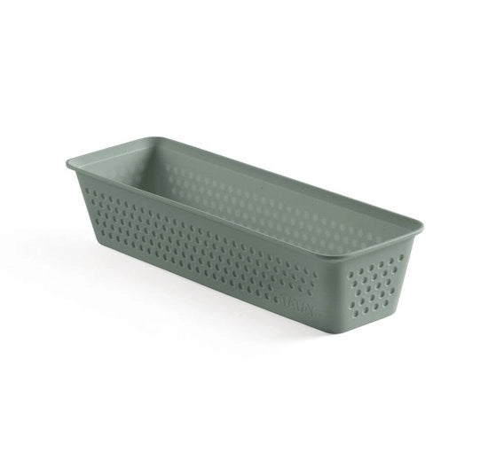 Organizzatore di carreggiata sottile, polipropilene, BPA-free, 100% plastica riciclata, verde. Dimensioni: 8,5 x 26 x 5,5 cm