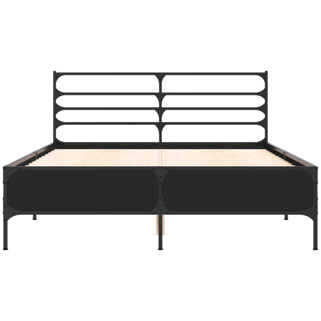 Giroletto Nero 120x200 cm in Legno Multistrato e Metallo
