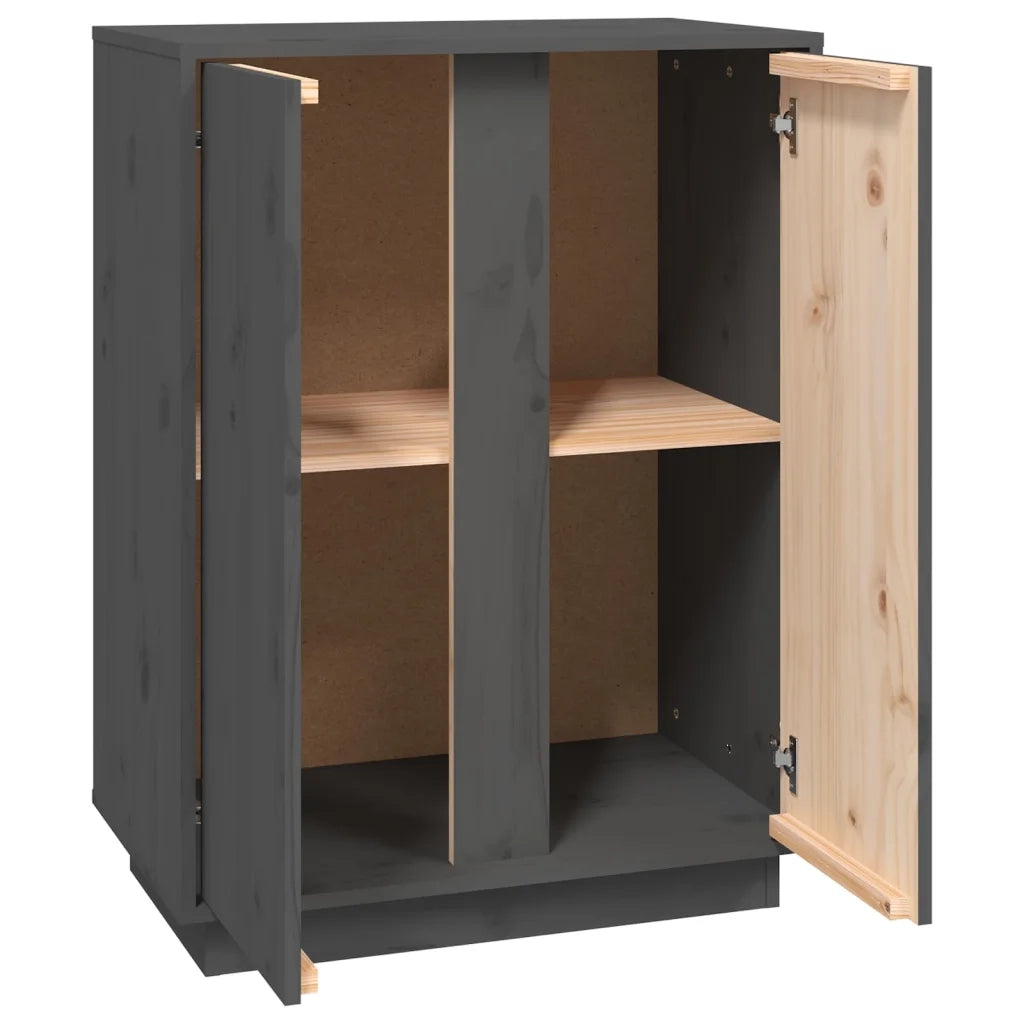 Credenza-Buffet-Armadio da cucina Grigia 60x35x80 cm in Legno Massello di Pino