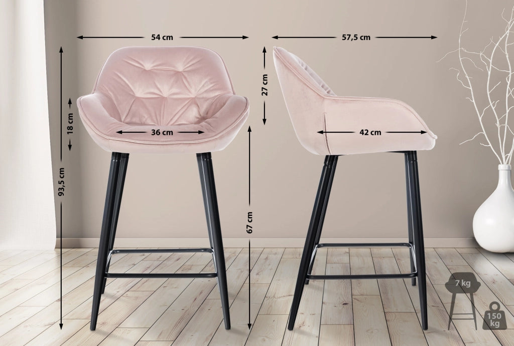 Sgabello da bar Gibson rosa,Velluto