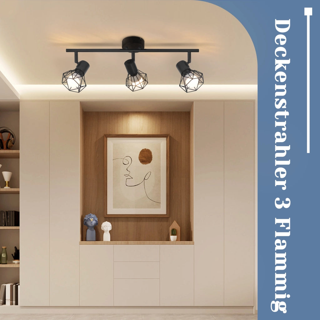 ZMH Faretto da soffitto Faretto da soffitto 4 fiamme Vintage Retro E14 Industry