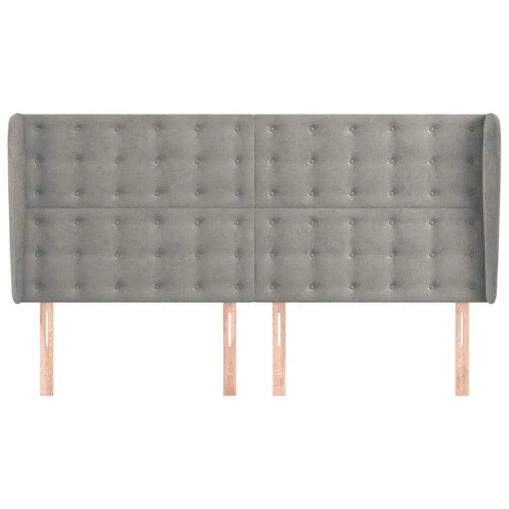 Testiera ad Orecchio-Testata con Orecchie Grigio Chiaro 183x23x118/128 cm in Velluto 706054