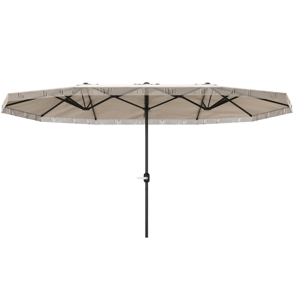 Ombrellone Doppio a 12 Stecche 450x265x260 cm in Acciaio e Poliestere Bianco Crema