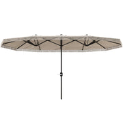 Ombrellone Doppio a 12 Stecche 450x265x260 cm in Acciaio e Poliestere Bianco Crema