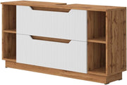 Mobile sottolavabo per bagno Lotta, Rovere/bianco a strisce, 119.2 x 62.5 cm con 2 cassetti
