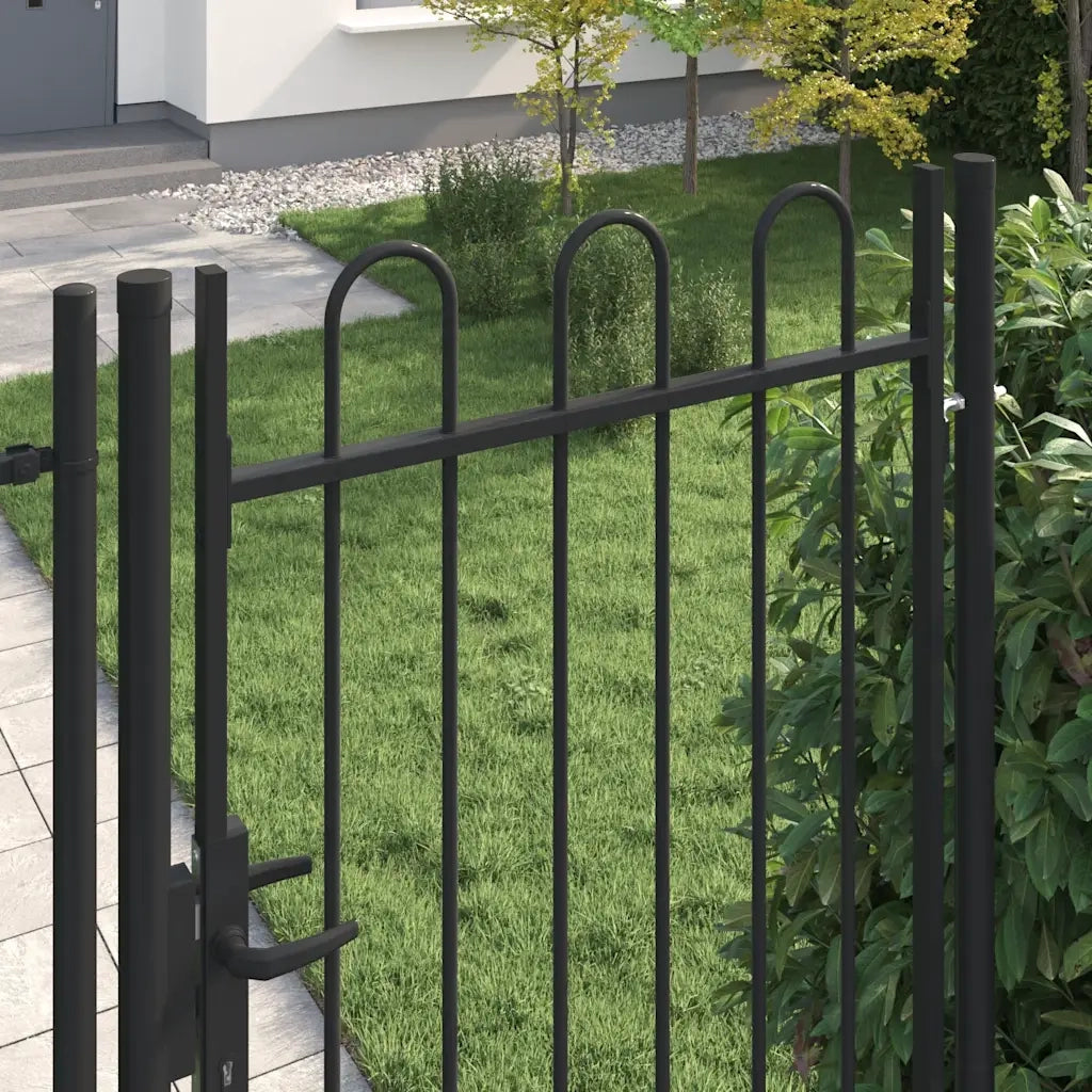 Cancello a Singola Anta con Archi in Acciaio 1x2 m Nero cod mxl 41191