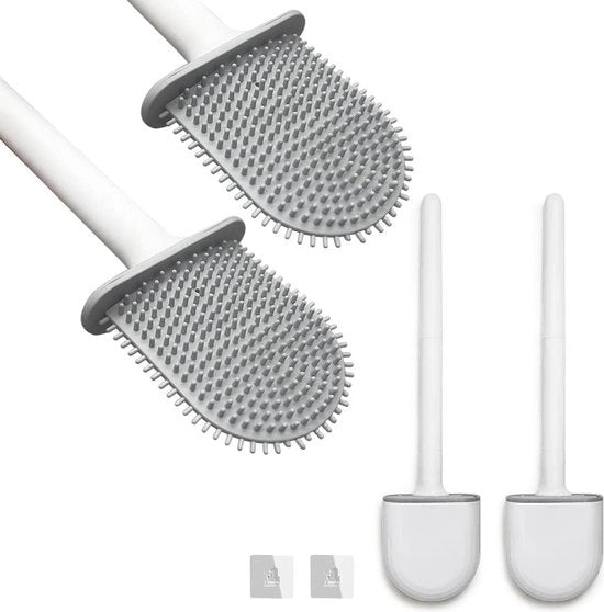 Set di spazzola WC in silicone - spazzola per il bagno veloce - supporto per la parete - spazzola creativa per la pulizia con base ad adesivo