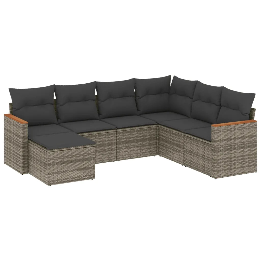 Set Divani da Giardino 7 pz con Cuscini Grigio in Polyrattancod mxl 112459