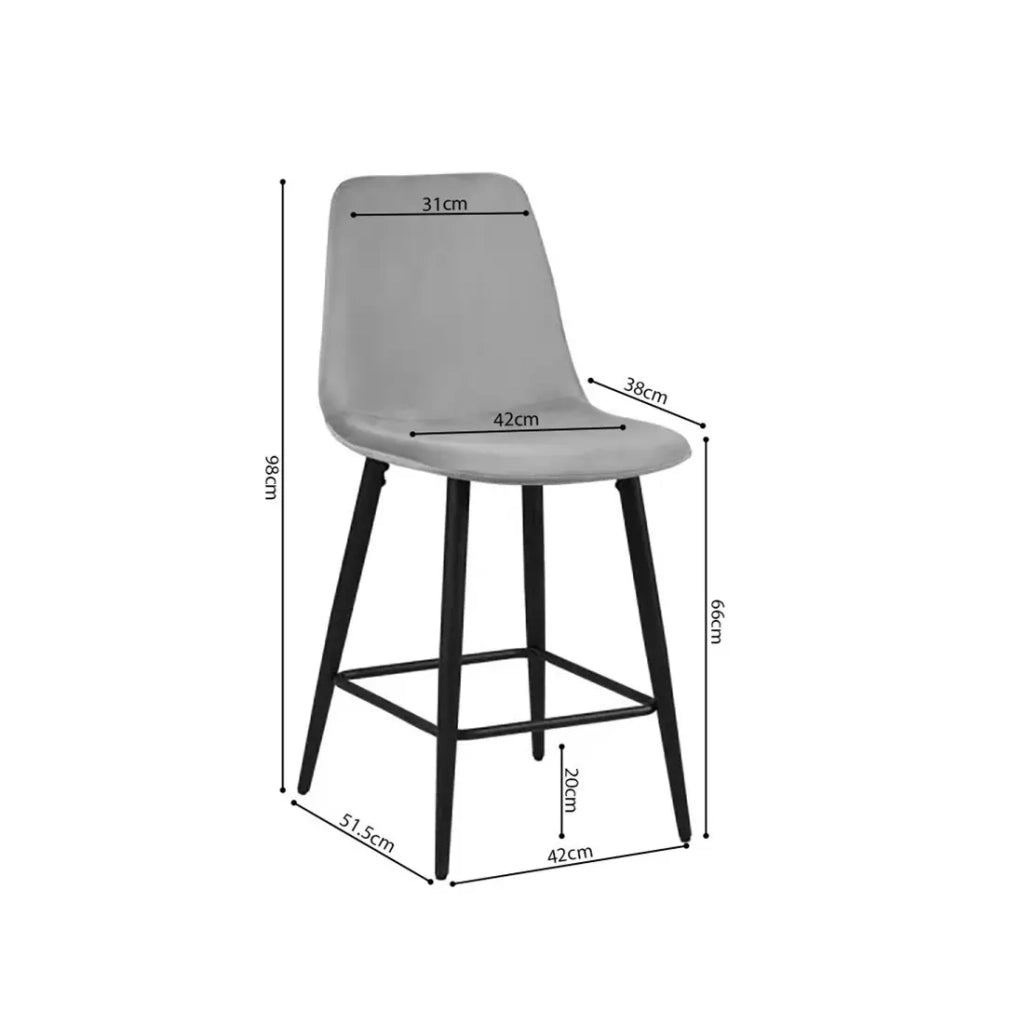Sedia da bancone in velluto BOYLD, colore grigio