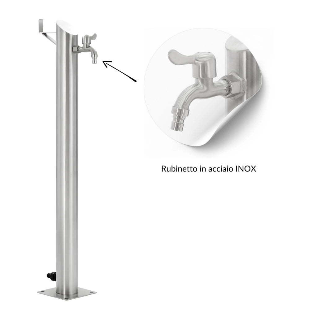 Fontana da giardino a colonna esterno in acciaio inox con cover impermeabile *** modello tiglio, confezione 1