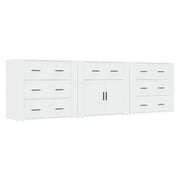 Buffet credenza cassettiera armadio mobile contenitore organizer per cucina soggiorno salotti 3 pezzi legno ingegnerizzato bianco 02_0037011