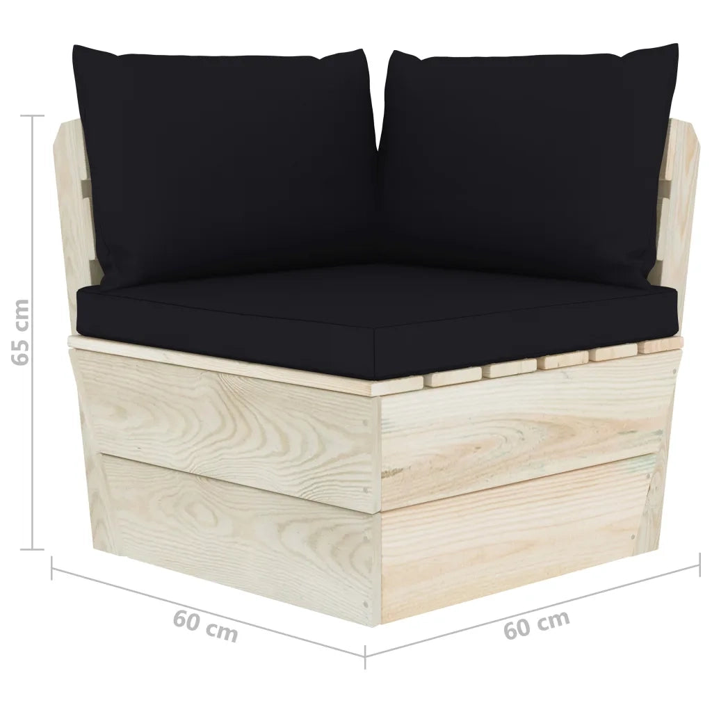 Divano Angolare da Giardino su Pallet e Cuscini Legno di Abete 3063355