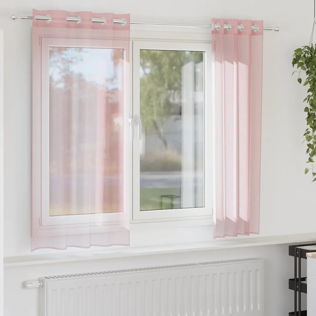 vidaXL Tende in Voile con Occhielli 2 pz Rosa Chiaro 140x175 cm