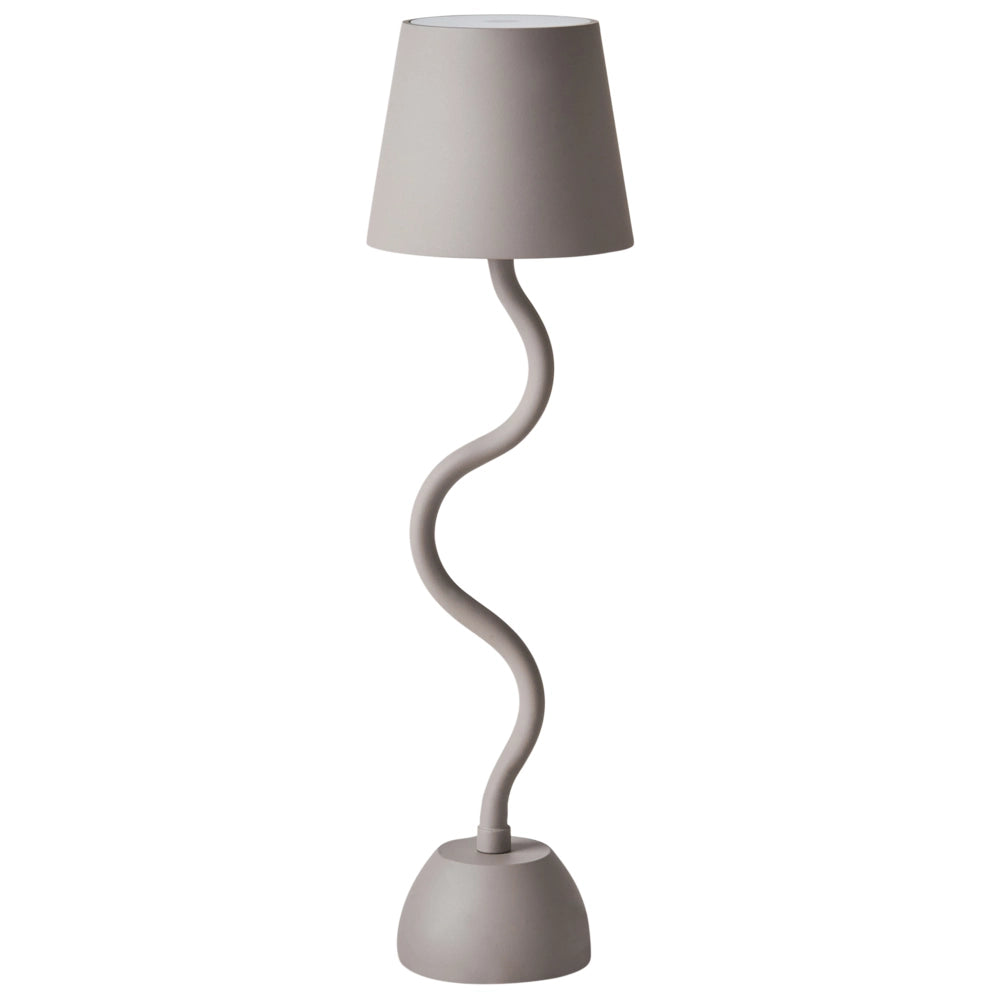 Lampada da tavolo in alluminio beige con interruttore a sfioramento e cavo di ricarica USB senza fili stile moderno