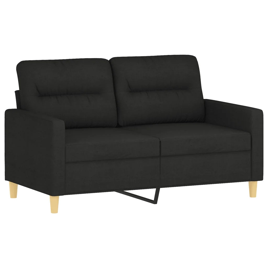 Set di Divani 2 pz con Cuscini Nero in Tessuto 3201604