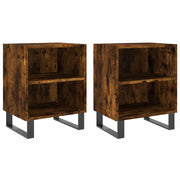 Set di 2 Comodini | Armadio da Notte | Mobiletto da notte Rovere Fumo 40x30x50 cm in Legno Multistrato