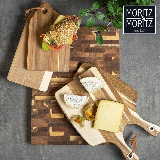 Piastra di taglio per legno grande - 41 x 30 x 3 cm - piastra di acacia antibatterica per cucina - per il taglio del pane, verdure, frutta, carne e formaggio