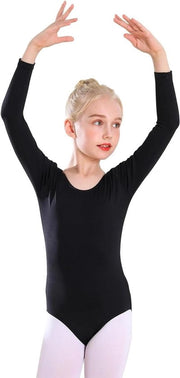 Abbigliamento da Ballo per Ragazze - Kit da Ballo per Bambine con Code di Manica Lunga - Nero - 3-12 anni
