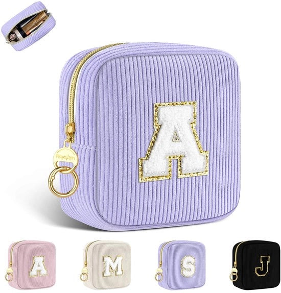 Tas da trucco personalizzata - Piccola tasca da trucco - Organizzatore per la toilette femminile - Tasca da viaggio per il trucco - Monogramma iniziali - Tasca per cosmetici