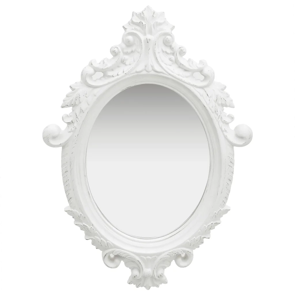 Specchio da Parete Stile Castello 56x76 cm Bianco