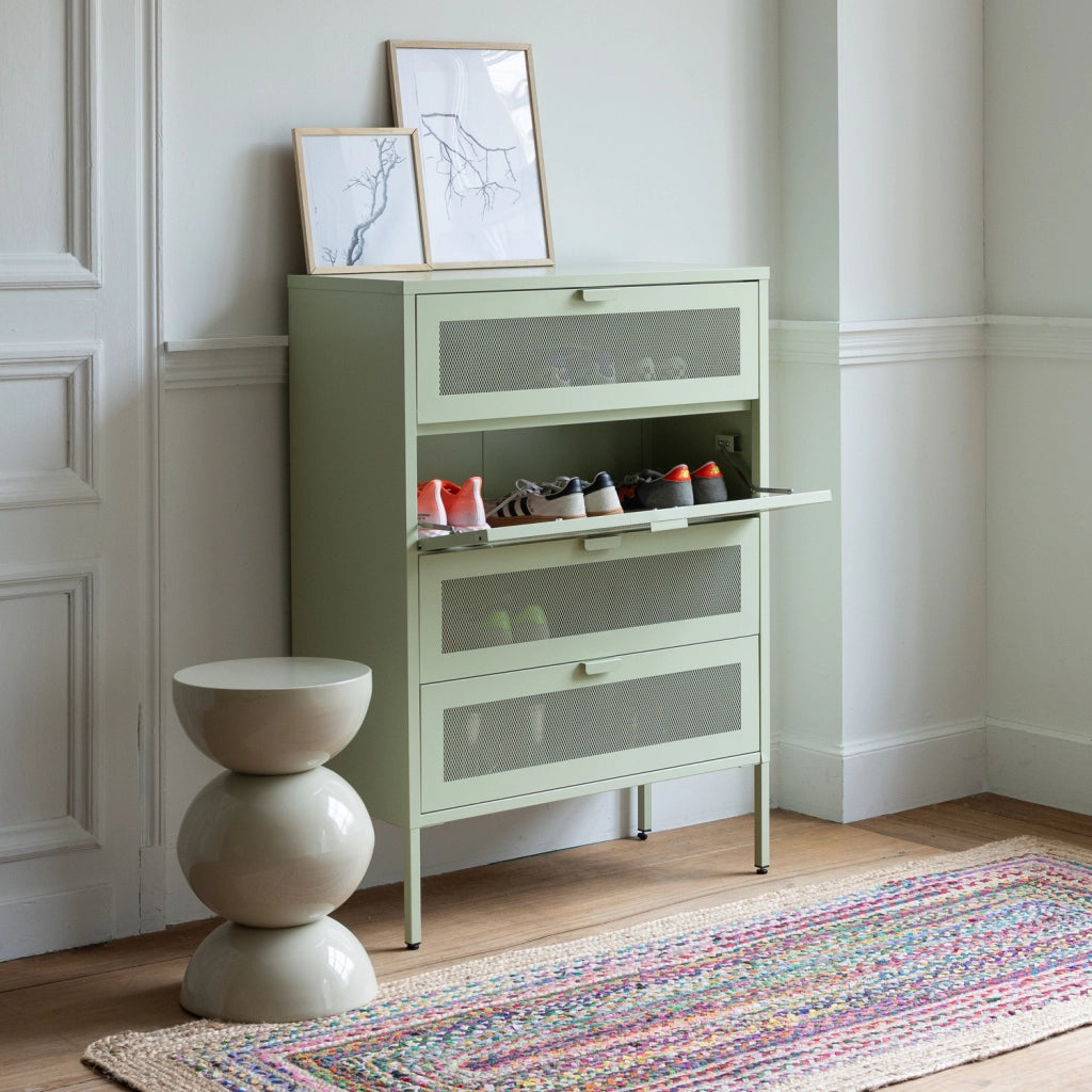Scarpiera EMMA 4 ante in metallo verde lime