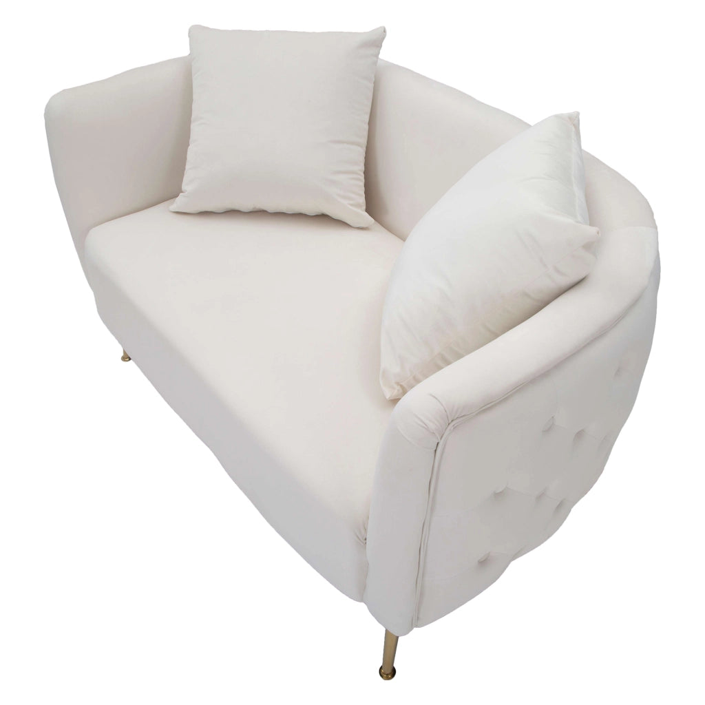 Dingle, Divano Fisso 2 Posti Effetto Velluto, 127x74x71h cm Bianco