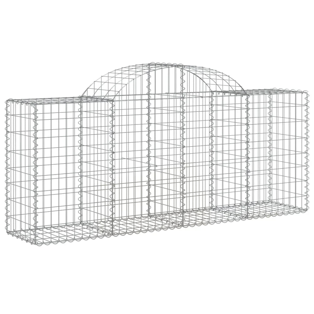 Cestini gabbioni recinzione a gabbia muro di contenimento ad arco 1 set da 2 200 x 50 x 80/100 cm ferro zincato argento 02_0040543