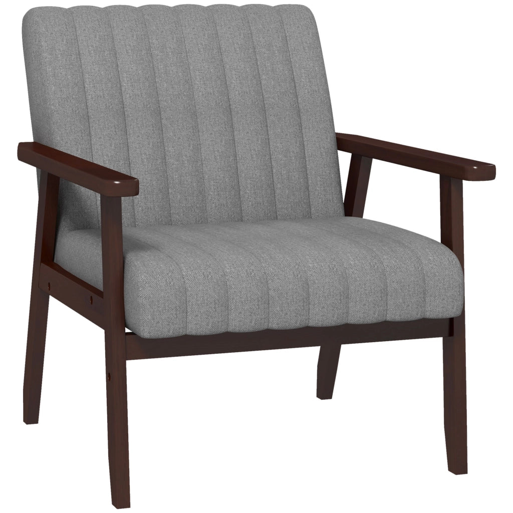Poltrona Moderna Imbottita in Tessuto con Gambe in Legno ¨C Zephmum ¨C Grigio