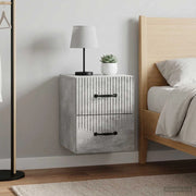 Mobiletto da notte a muro 2 pz Grigio Cemento 34,5 x 33 x 40 cm 898982