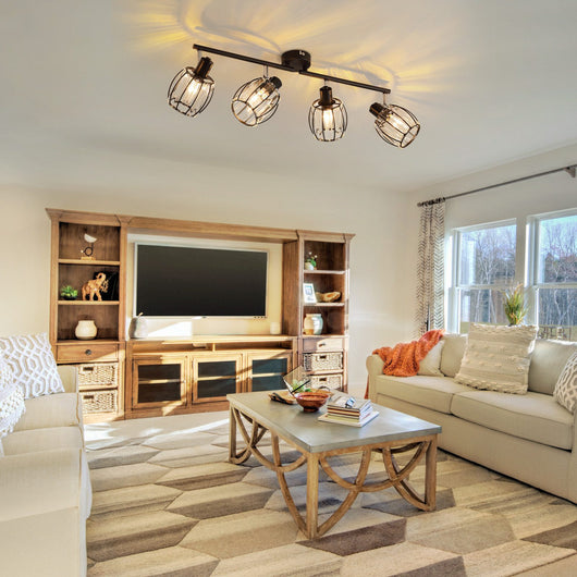 ZMH Faretto da soffitto retrò 4 fiamme E14 paralume cristallo per hotel