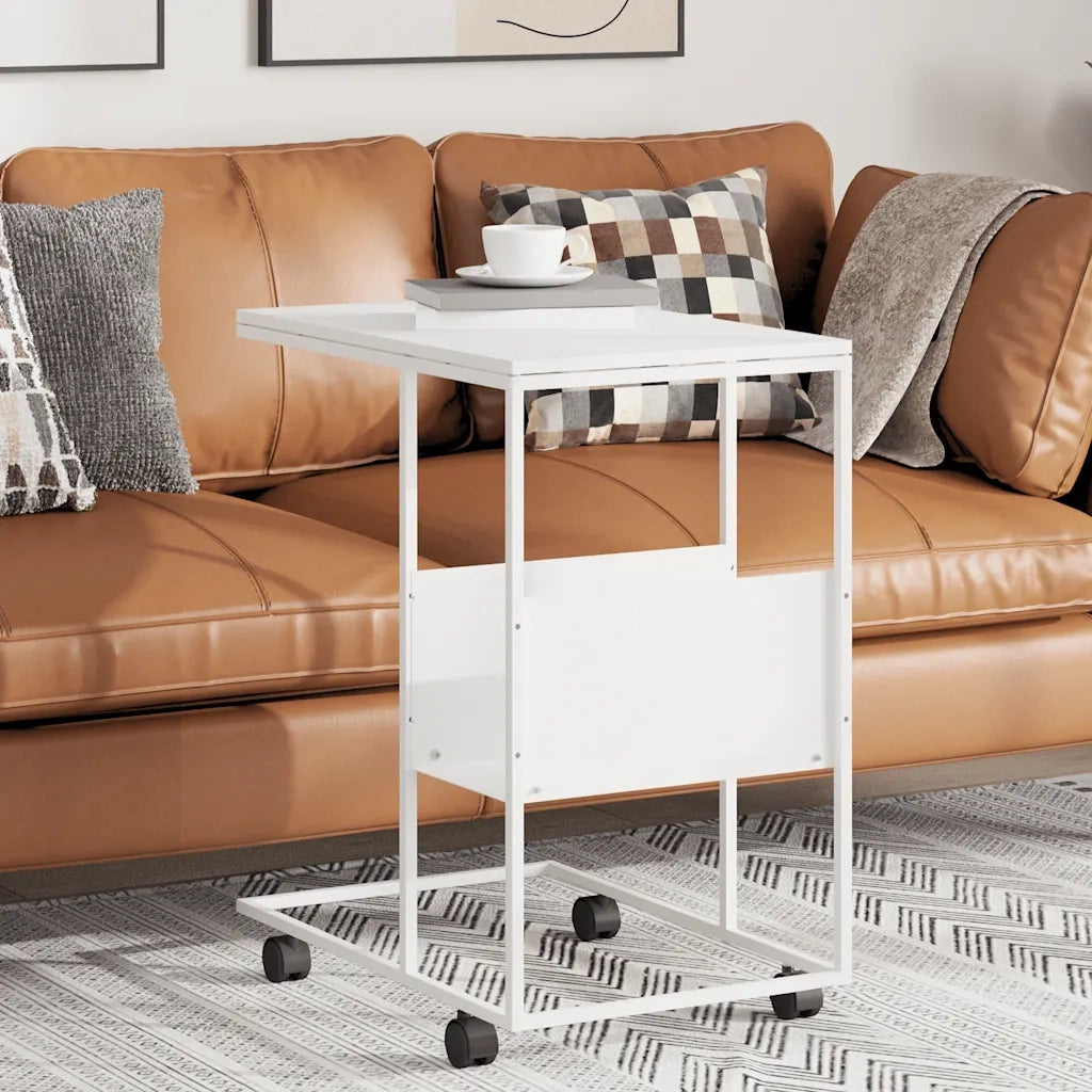 Tavolino con Ruote Bianco 55x36x63,5cm in Legno Multistrato 343111