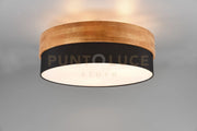SEASONS PLAFONIERA LEGNO NATURALE E PARALUME NERO D. 50CM 3 LUCI ATTACCO E27