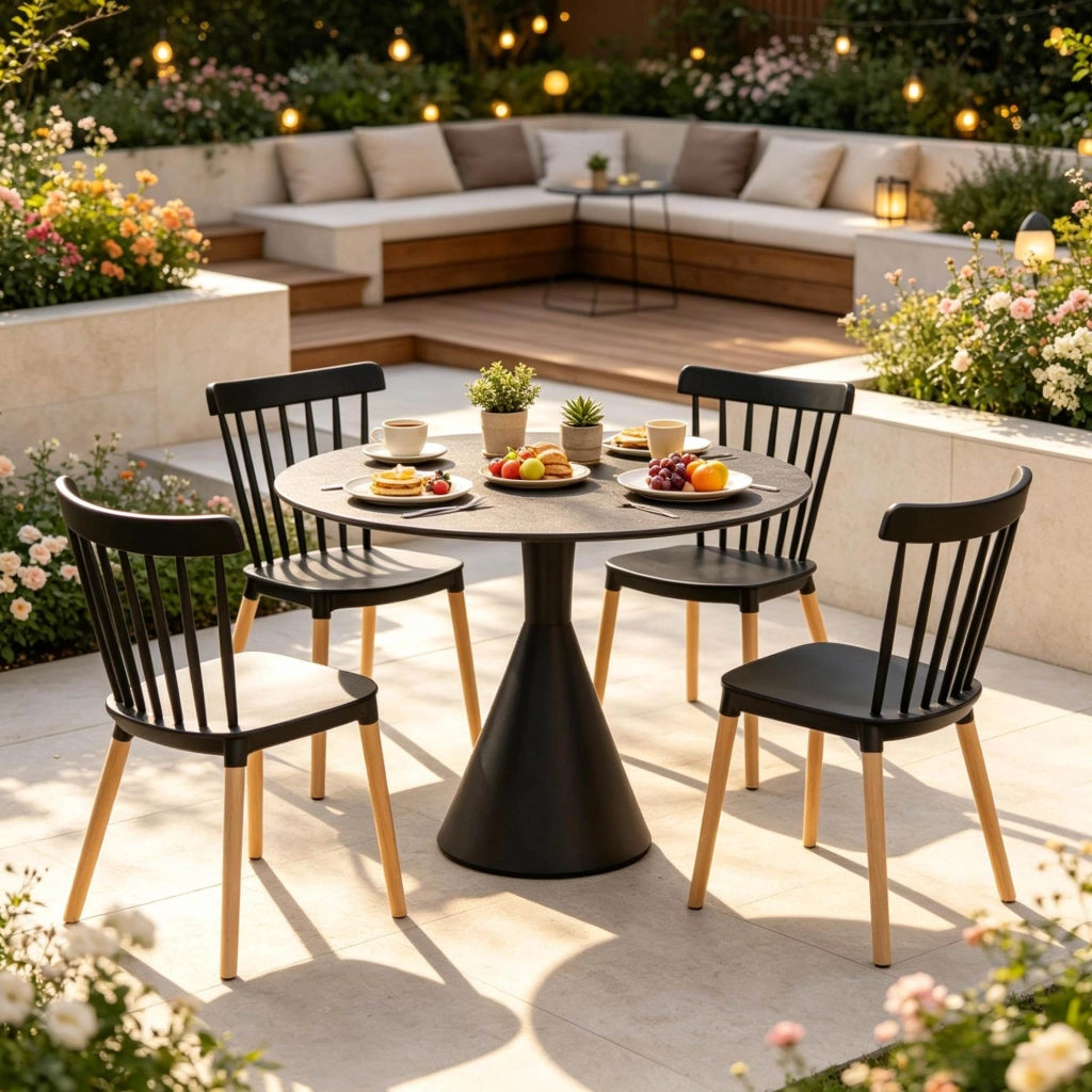 Set di 4 sedie da pranzo scandinave in PP e faggio