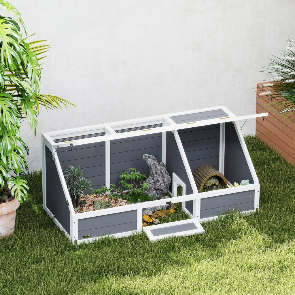 Casetta per Tartarughe in Legno ¨C zephmum ¨C 120x55x50 cm Grigio Chiaro
