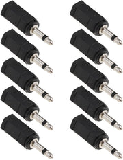 Adattatore 3,5 mm Mono a Stereo - 10 pezzi - Ideale per cuffie - Nero - Adatto per telefoni cellulari - Perfetto per computer e dispositivi portatili