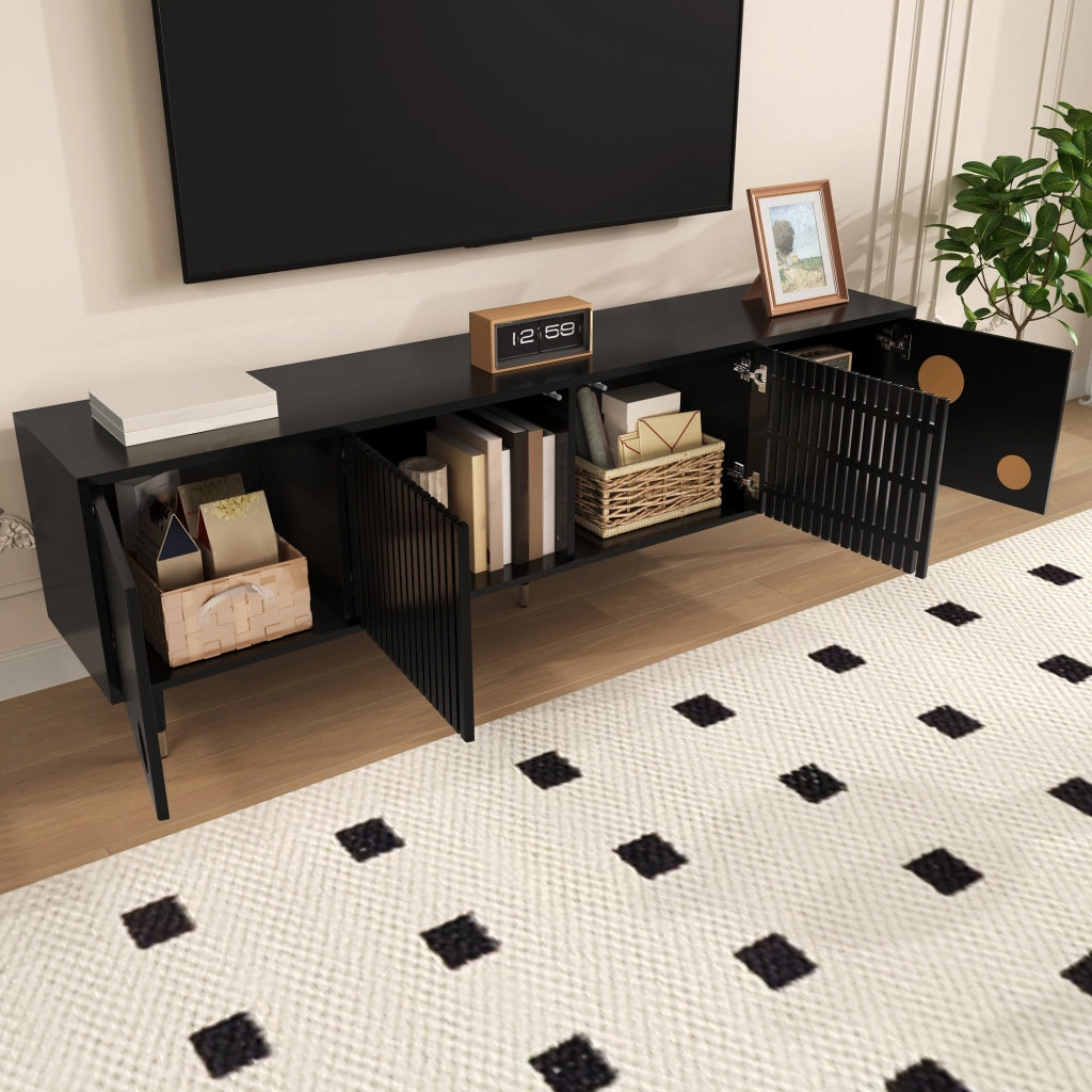 Cassettiera per TV nera in MDF lunghezza 170 cm