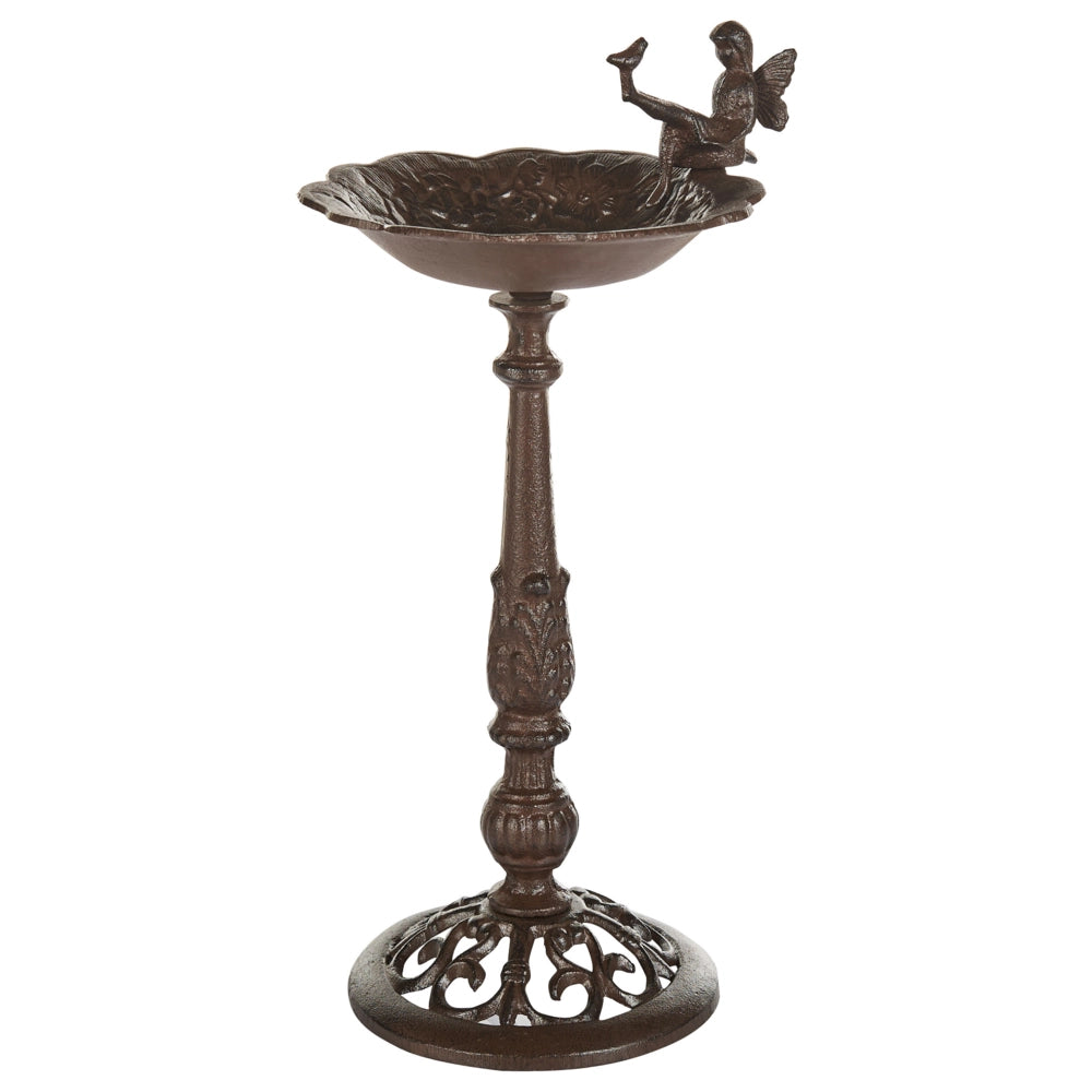 Fontana marrone abbeveratoio per uccelli in ferro per giardino Accento decorativo all'aperto