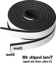 Striscia di sigillazione autoadesiva 25 mm (L) x 20 mm (A) nera - blocco porte - sigillazione silenziosa - 2 rotoli da 4 m