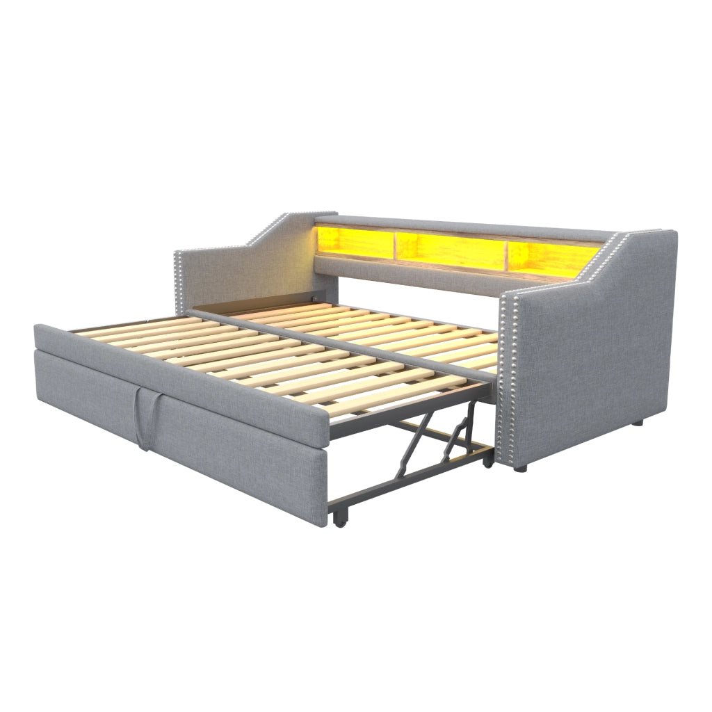 Letto divano estraibile tessuto di iuta 180x190 cm