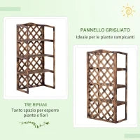 Scaffale Porta Piante da Esterno a 3 Ripiani in Legno di Abete, Portavasi da Interno ed Esterno, Fioriera da Balcone, 80x40x148cm