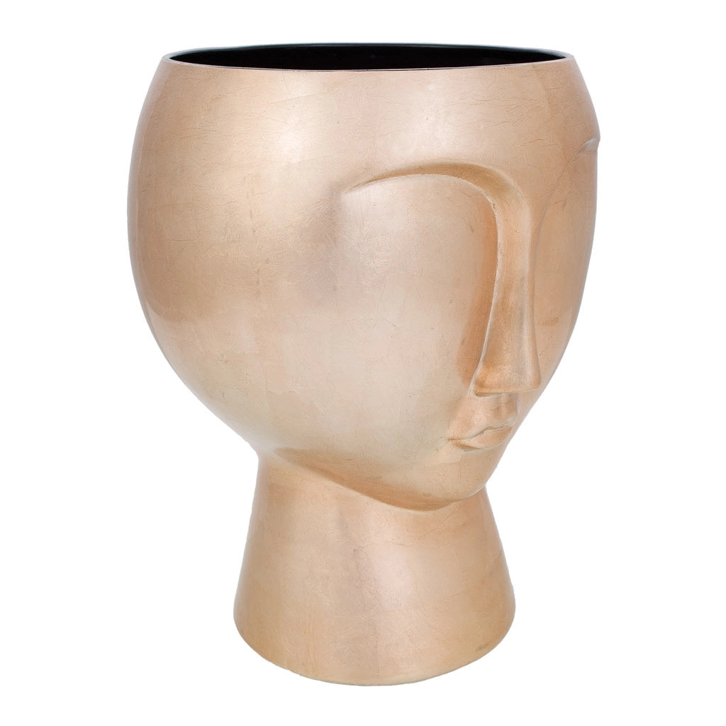 Volto in ceramica dorata 28,5x28,5x38h