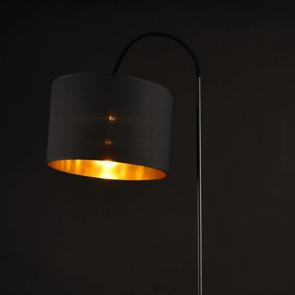 Lampada da terra con struttura in metallo e paralume in tessuto nero 173 cm 03_0002437