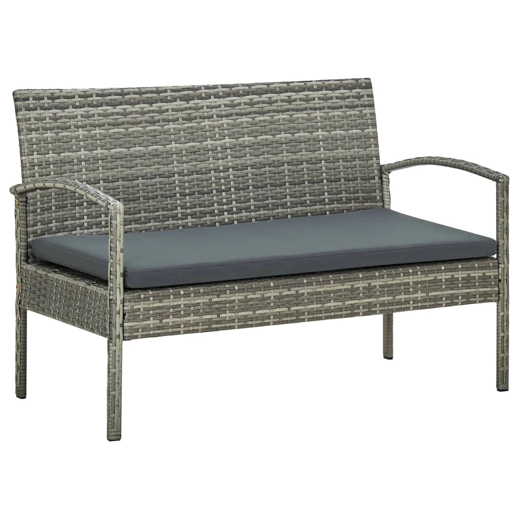 Set di mobili da giardino per esterni 5 pezzi con cuscini in polyrattan grigio 02_0016442